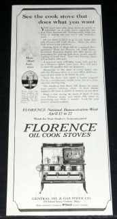 1922 OLD MAGAZINE PRINT AD, FLORENCE COOK STOVES, WHAT YOU WANT