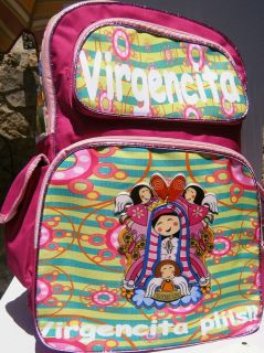Virgencita Plis Backpack Distroller Style 13 Pink and Green Reduce 