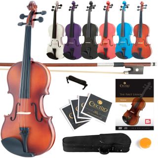 Mendini Violin Size 4/4 3/4 1/2 1/4 1/8 1/10 1/16 1/32 ~7Color/Finish 