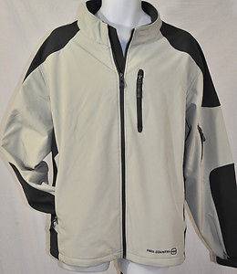 NEW Free Country Mens Softshell Water/Wind Resistant Jacket Beige Gray 
