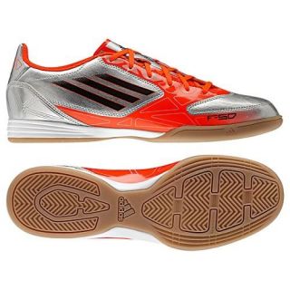 ADIDAS F10 IN INDOOR SOCCER SHOES FUTSAL METALLIC SILVER MESSI COLOR.