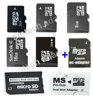   16GB 32GB Micro SD TF Memory Card+MS memory stick pro Duo+SD Adapter