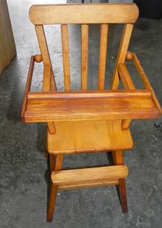 VERY NICE ANTIQUE WOODEN DOLL HIGH CHAIR 27 TALL