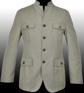   BOSS Gray Nehru Military Style Blazer Sport Coat Jacket Veste 40R 50 M