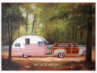 Vintage Shasta Woodie Camper Travel Trailer RV LG ART