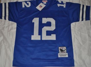 AUTHENTIC DALLAS COWBOYS #12 ROGER STAUBACH BLUE 1975 THROWBACK JERSEY 