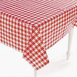Plastic Red and White Gingham Checkered Picnic Table Cover 52 x 90