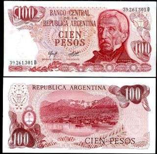 ARGENTINA 100 PESOS ND 1976 1978 P 302 UNC