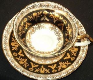 Salisbury Satin Black shimmer Gold Tea cup and saucer Teacup