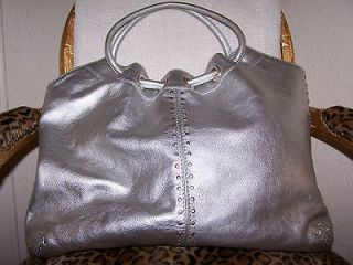 Womens MICHAEL KORS Handbag Shoulderbag Tote Silver Pewter Gray 