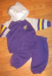 New with Tags NFL Minnesota Vikings Football Baby Boy 2pc Outfit Sweat 
