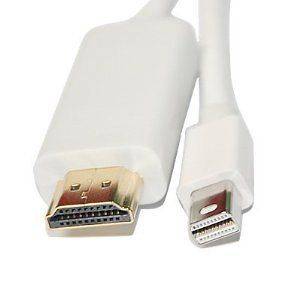   White & Gold Mini Display Port to HDMI Adapter / Cable Cord (6 Feet