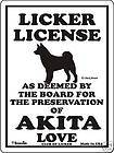 Akita Licker License Dog Sign   Many Pet Breeds Avail