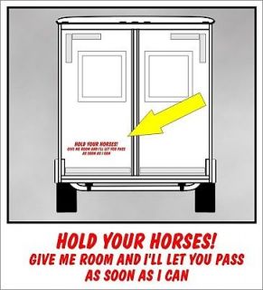 HOLD YOUR HORSES to pass decal for tailgating fits horse truck trailer 