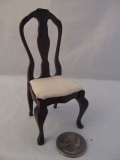 Doll House Furniture Wood Upholstered Dining Table Chair Miniature Vtg 