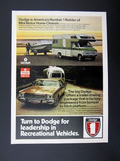 Dodge Mini Motorhome Chassis Sedan Towing Airstream 1973 print Ad 