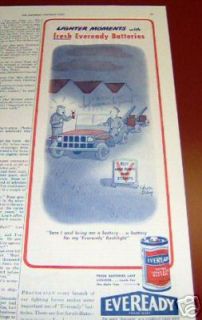 1943 Antique Eveready Flashlight Batteries Military Ad