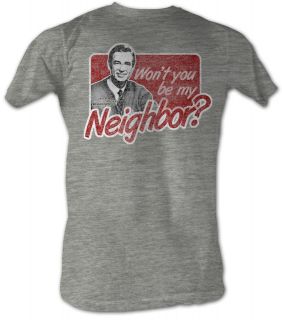 Mr. Mister Rogers T shirt Neighbor Adult Grey Heather Tee Shirt