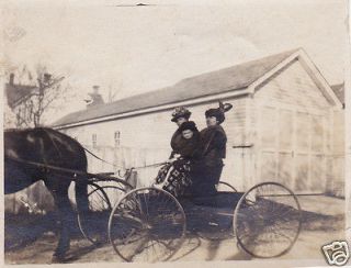   Old Photo Women and Child on Horse & Buggy/Wagon c. Early 1900s