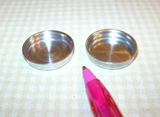 Miniature Pair of Aluminum Cake Pans for DOLLHOUSE Kitchen 1/12 Scale 
