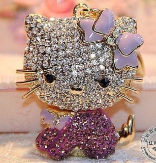   New Cat Hello Kitty Key Chain Swarovski Crystal Lover Valentines Gift