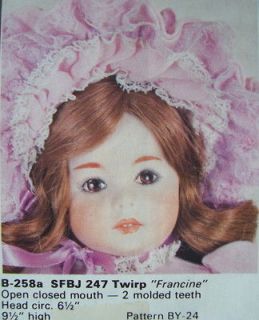 Doll Mold 9 10 ANTIQUE LITTLE SFBJ TWIRP FRANCINE HEAD MOLD by BYRON 