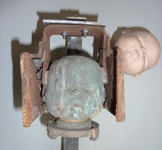 Vintage Industrial Copper Doll Head Mold Steampunk Industrial Decor #2