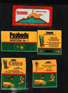 DIFFERENT NICE WV PEABODY COAL CO COAL MINING STICKERS # 295