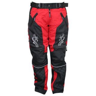   Armored Black and Red Textile Motorcycle Pants 100% Waterproof sz 2 16