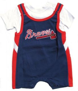 Atlanta Braves Romper Creeper Overalls Outfit   12 Months