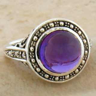   AMETHYST CABOCHON ANTIQUE DESIGN .925 SILVER RING SIZE 7, #312