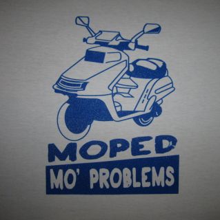 moped mo problems funny bike motorcycle humor vintage white elephant 