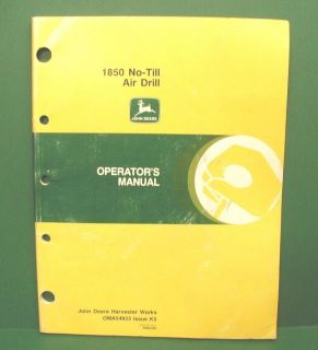 1995 John Deere Model 1850 No Till Air Drill Operators Manual 