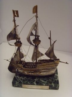 EXCEPTIONAL DETAIL SILVER MODEL OF THE MAYFLOWER SHIP 1620