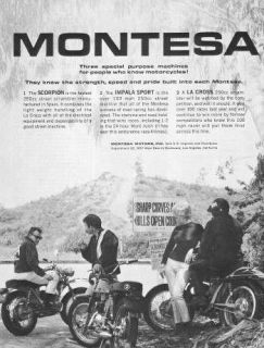 1967 Montesa Scorpion Impala Sport & La Cross Motorcycle Original Ad