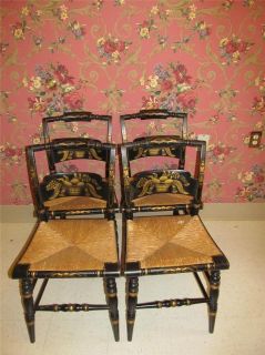 Hitchcock Maple Black Set of 4 CrownBack Side Chairs 236 Hand 