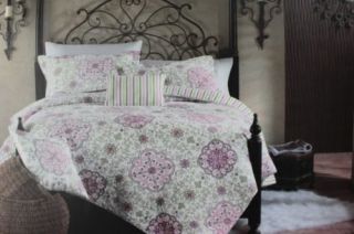 CYNTHIA ROWLEY MOROCCAN STYLE FULL QUEEN QUILT BEDSPREAD COTTON PINK 