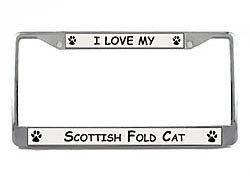 Love My Scottish Fold Cat Chrome License Plate Frame