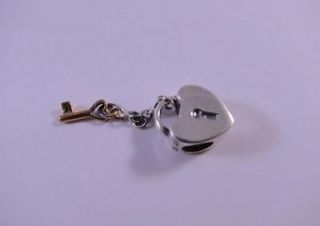 New Pandora 925 Sterling Silver 14K Gold Key to Heart #790288 Charm
