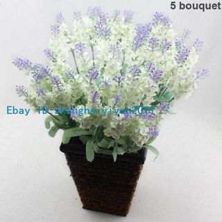 PCS Beautiful Artificial Lavender Silk Flowers Bouquet (White) F62