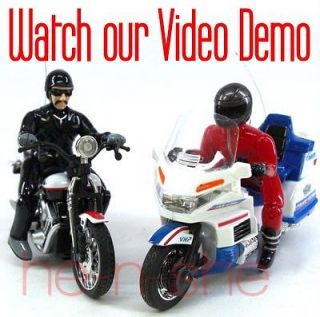 2PCS 118 Mini RC Radio Remote Control Motorcycle Thief and Police 