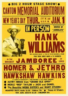 Hank Williams 1950s Jamboree Concert Poster   Country Music   Mr 