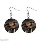 Button Earrings Jack Russell Terrier Puppy Dog Brown White Breed 