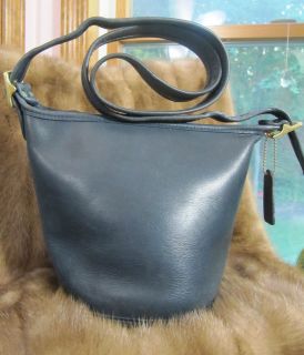 RARE NAVY BLUE COACH MAGGIE LEGACY handbag purse tote bucket brass 