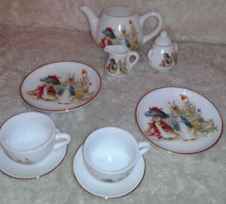 11 piece Beatrix Potter mini tea set Ruetter Porzellan