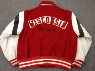   Wisconsin Badgers Wool and Leather Varsity Letterman Jacket Mens M