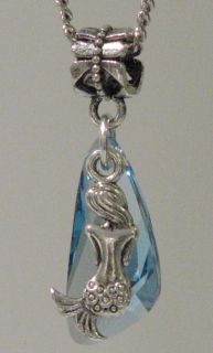 H20 Just Add Water Mermaid Swarovski Crystal Charm Pendant Necklace