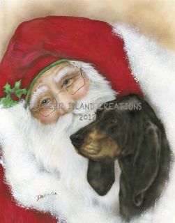   and Tan Coon hound Christmas Art Note Cards Artist Darcie Olson Darci