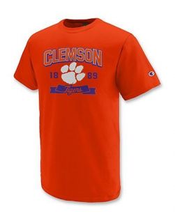 Champion 100% Cotton Clemson University T Shirt Tigers Graphic   style 