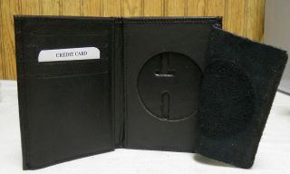 BADGE & ID HOLDER TRI FOLD LEATHER WALLET FOR POLICE   RESCUE   FIRE 